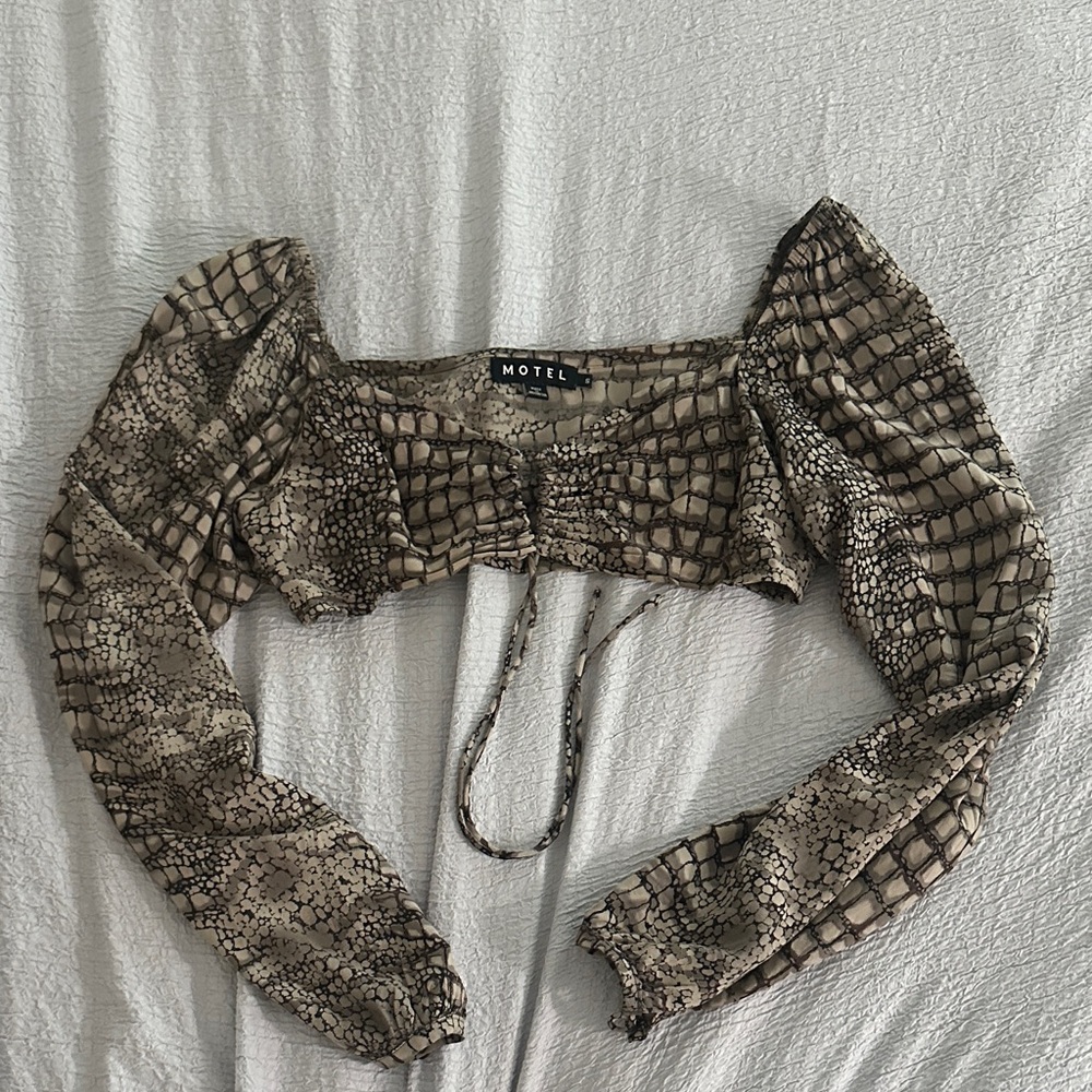 Motel Rocks Beige Snake Print Crop Top